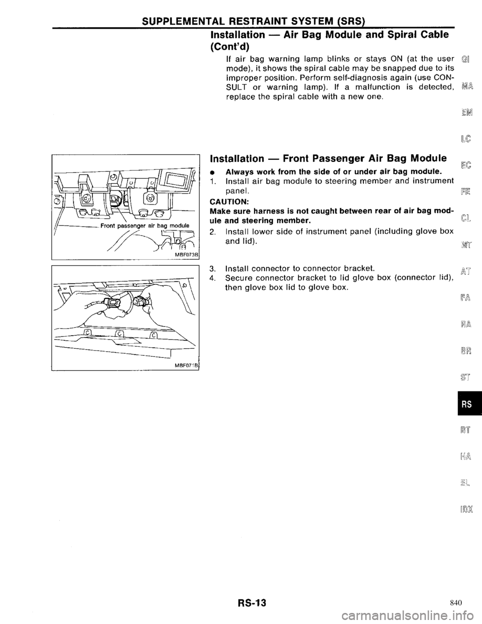 NISSAN PRIMERA 1996  Service Repair Manual 840 