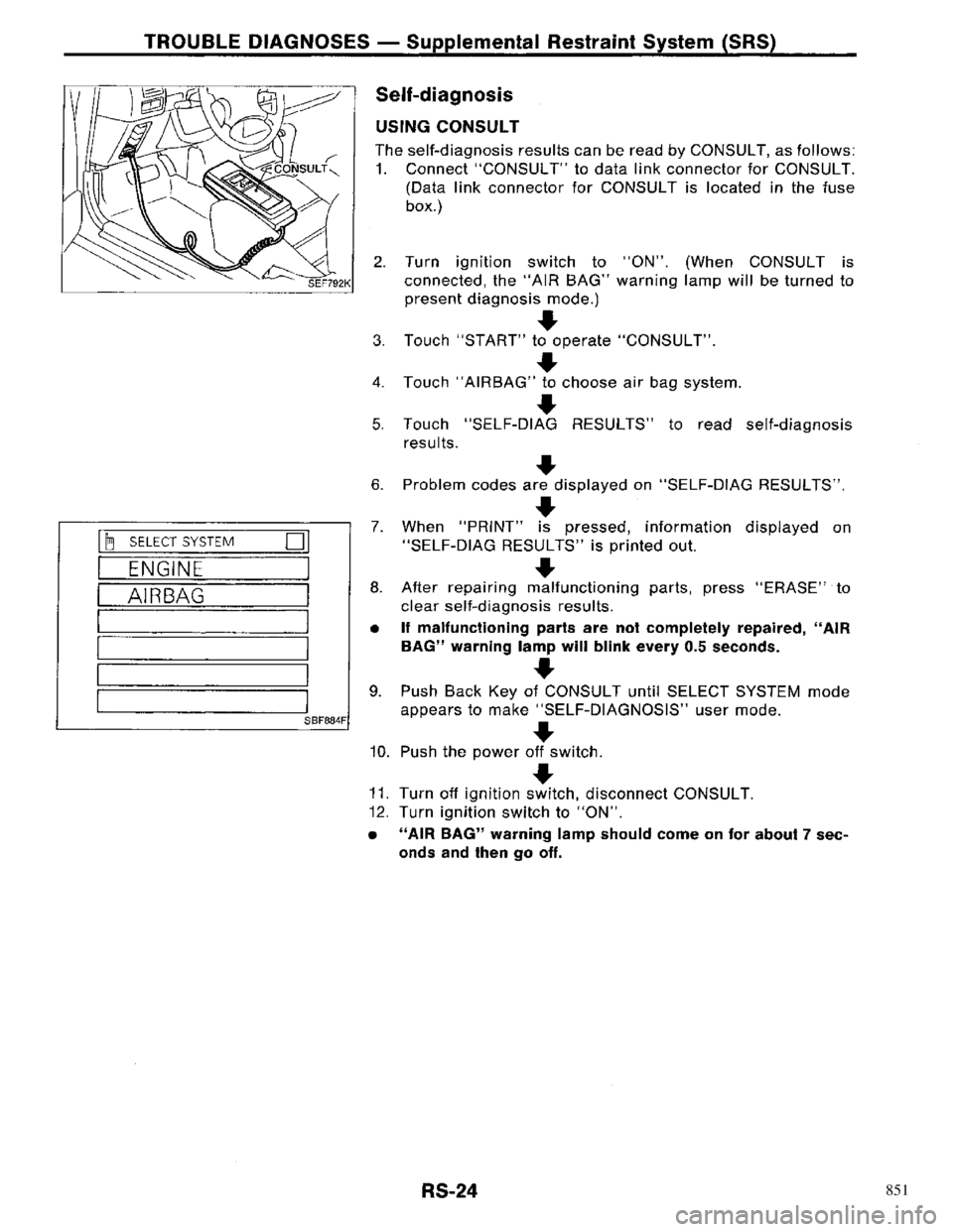 NISSAN PRIMERA 1996 Service Repair Manual 851 NISSAN PRIMERA 1996 Service Repair Manual 851