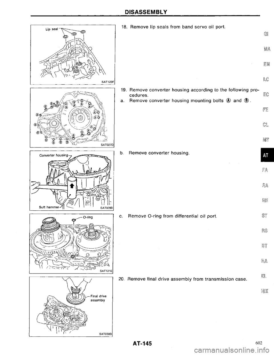 NISSAN PRIMERA 1996 Service Repair Manual 602 NISSAN PRIMERA 1996 Service Repair Manual 602