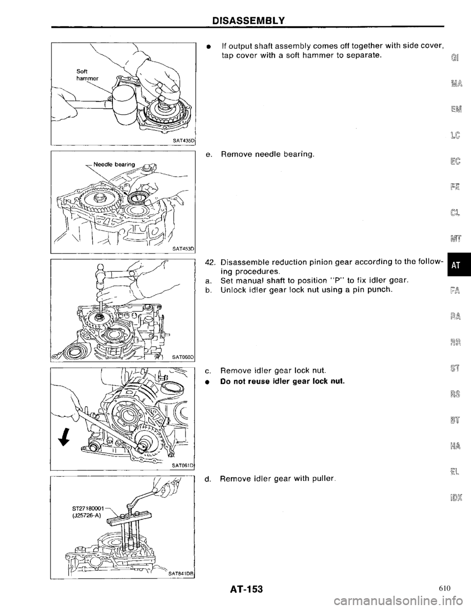 NISSAN PRIMERA 1996  Service Repair Manual 610 