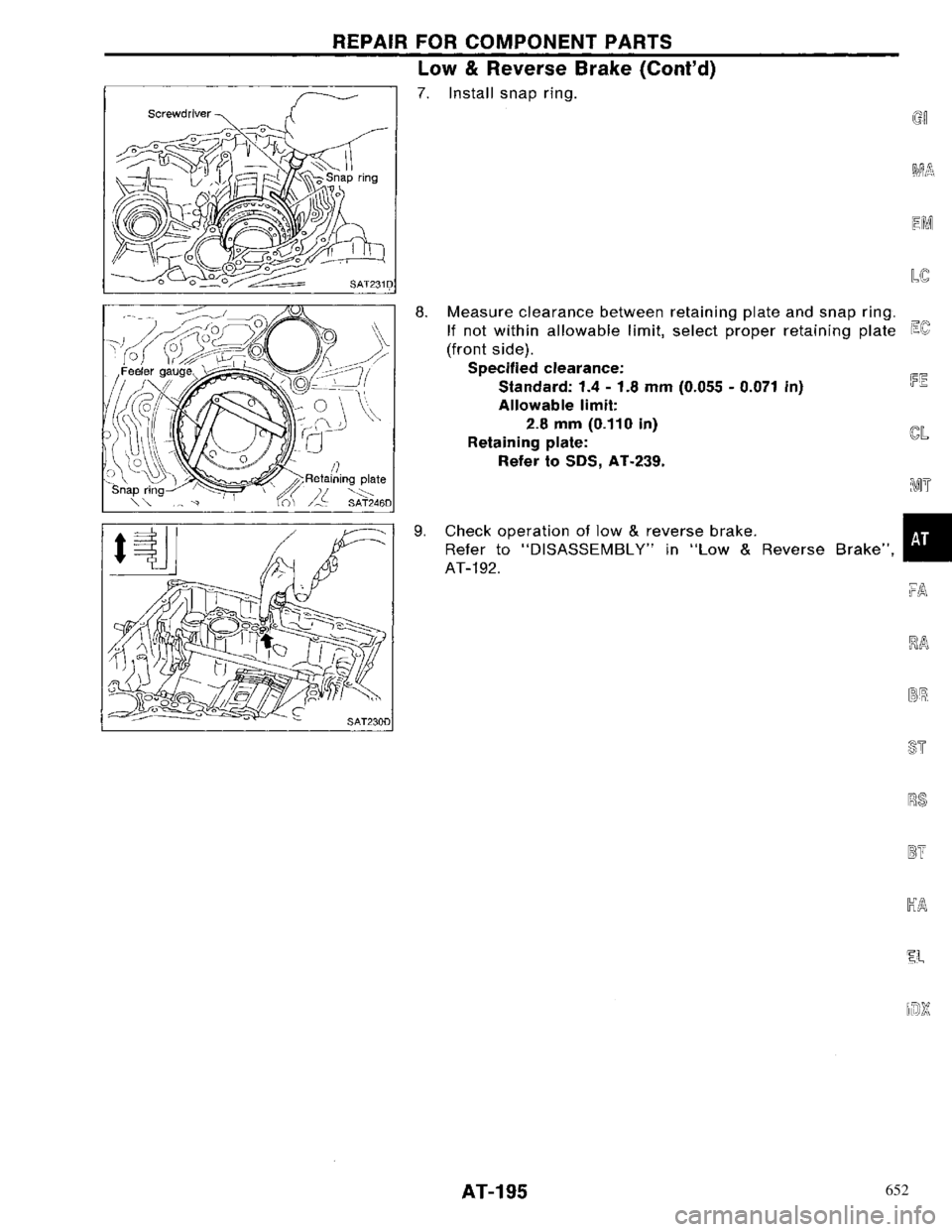 NISSAN PRIMERA 1996 Service Repair Manual 652 NISSAN PRIMERA 1996 Service Repair Manual 652