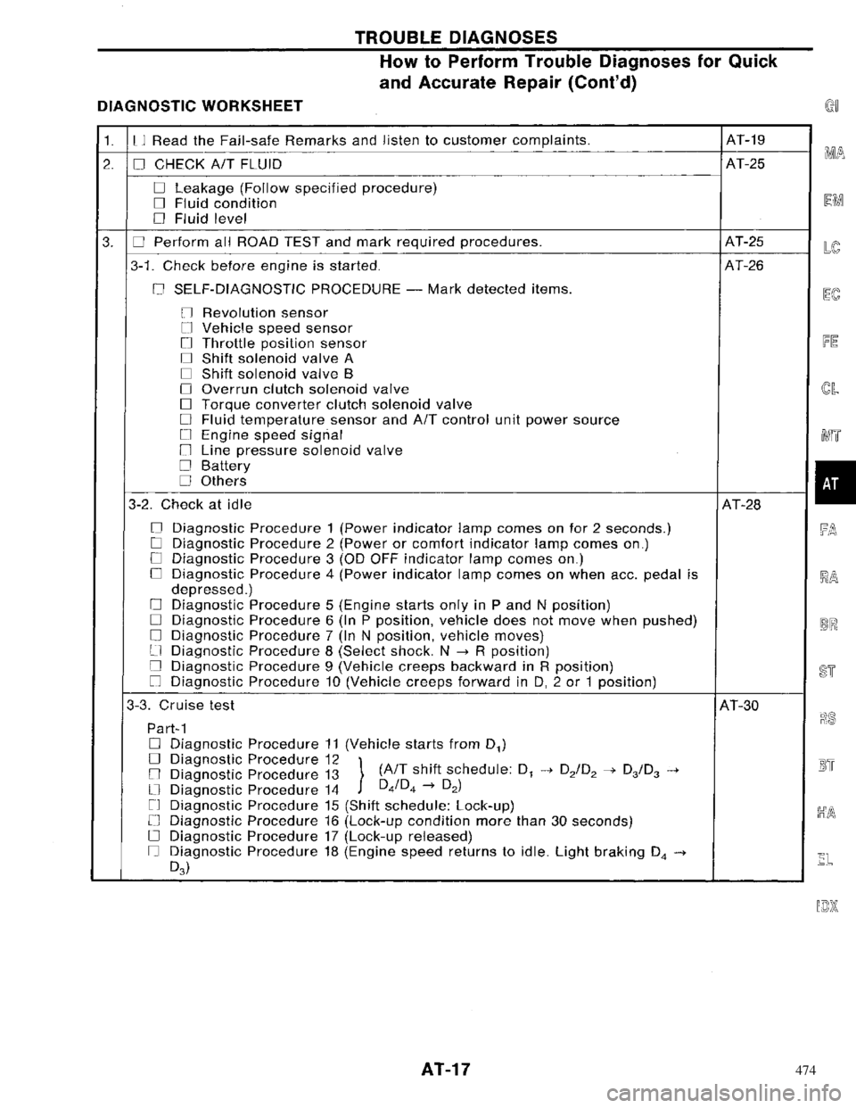 NISSAN PRIMERA 1996 Service Owners Manual 474 NISSAN PRIMERA 1996 Service Owners Manual 474