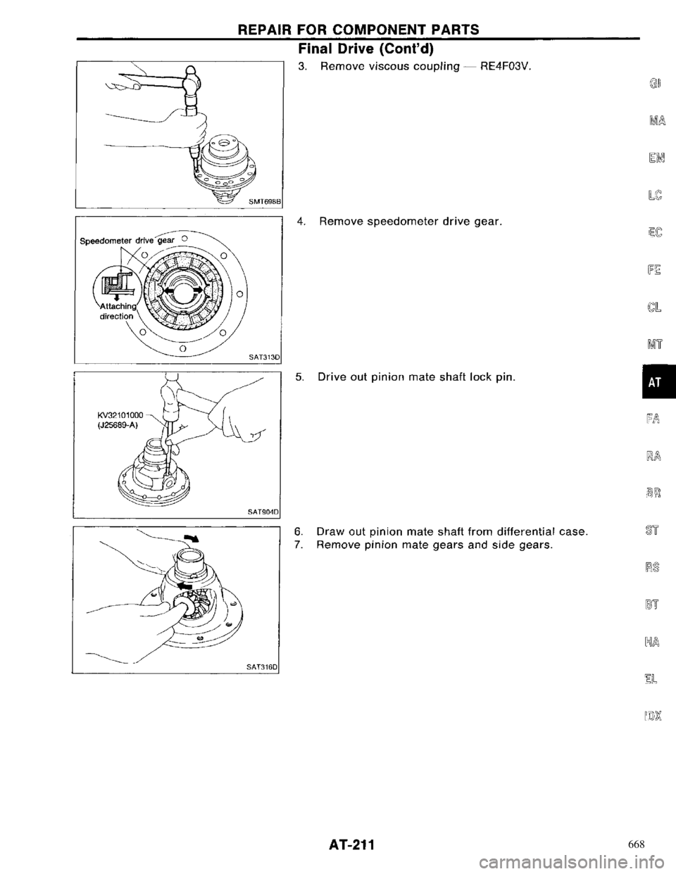 NISSAN PRIMERA 1996 Service Repair Manual 668 NISSAN PRIMERA 1996 Service Repair Manual 668