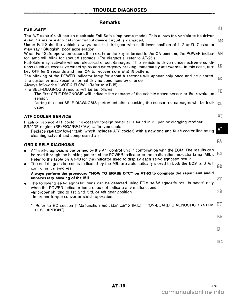NISSAN PRIMERA 1996 Service Owners Manual 476 NISSAN PRIMERA 1996 Service Owners Manual 476