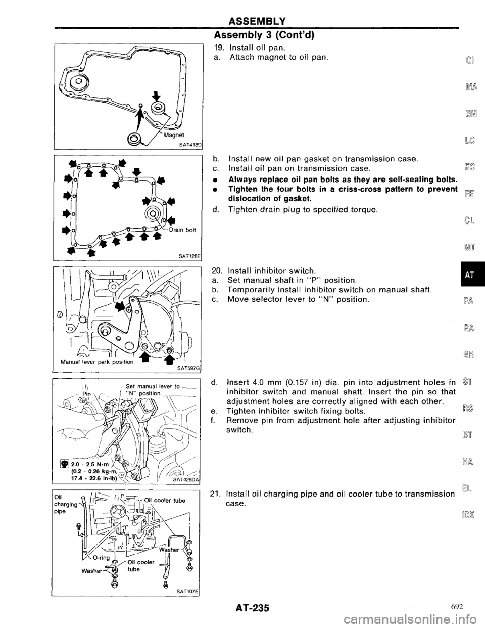NISSAN PRIMERA 1996 Service Repair Manual 692 NISSAN PRIMERA 1996 Service Repair Manual 692