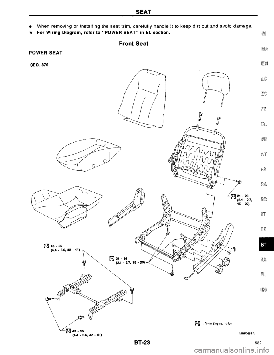 NISSAN PRIMERA 1996  Service Repair Manual 882 