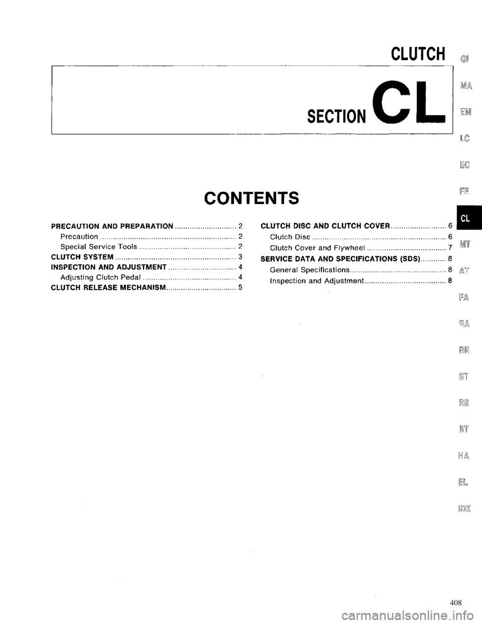 NISSAN PRIMERA 1996 Service Repair Manual 408 NISSAN PRIMERA 1996 Service Repair Manual 408