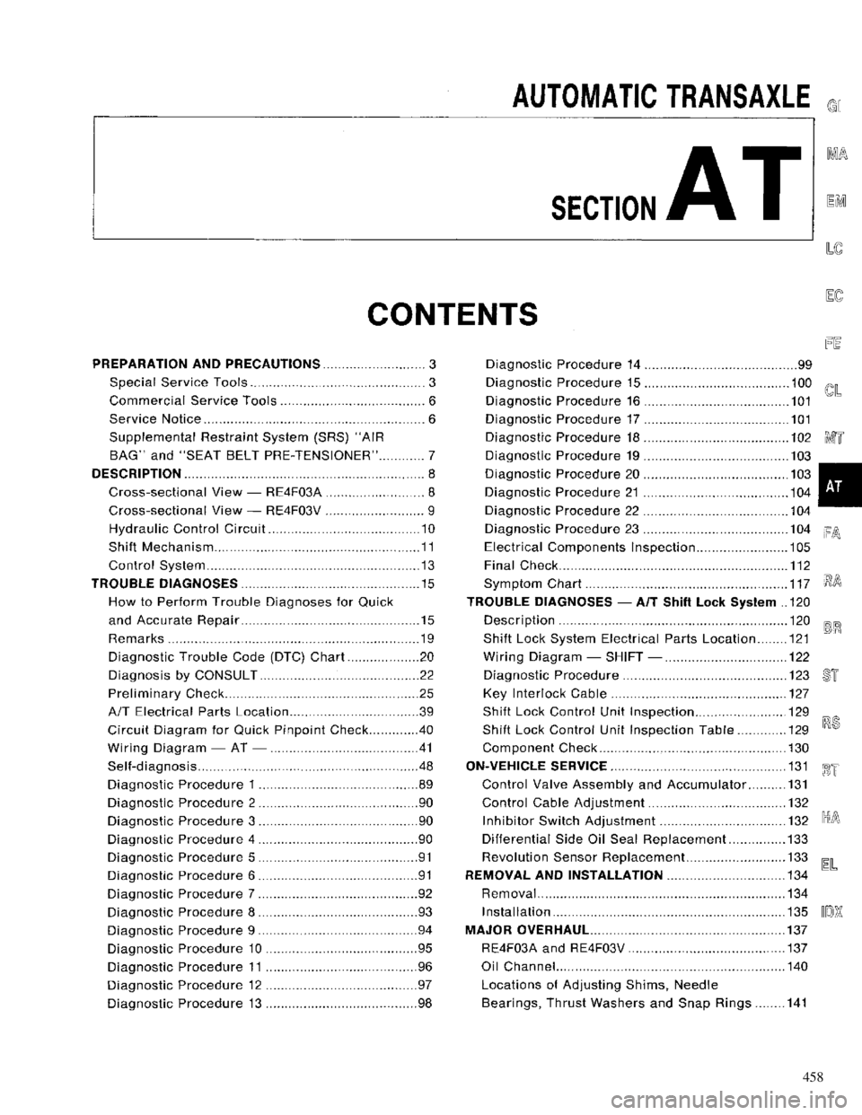NISSAN PRIMERA 1996 Service Repair Manual 458 NISSAN PRIMERA 1996 Service Repair Manual 458