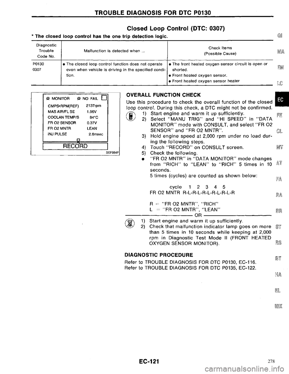 NISSAN PRIMERA 1996 Service Repair Manual 278 NISSAN PRIMERA 1996 Service Repair Manual 278
