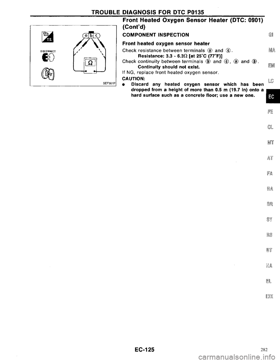 NISSAN PRIMERA 1996 Service Repair Manual 282 NISSAN PRIMERA 1996 Service Repair Manual 282