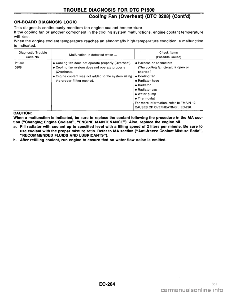 NISSAN PRIMERA 1996  Service Repair Manual 361 