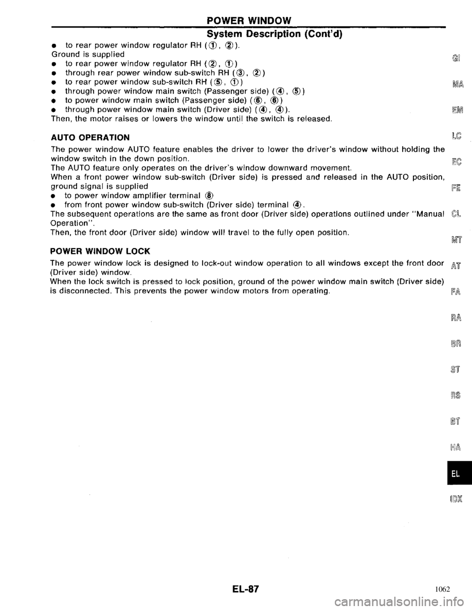 NISSAN PRIMERA 1996 Service Repair Manual 1062 NISSAN PRIMERA 1996 Service Repair Manual 1062