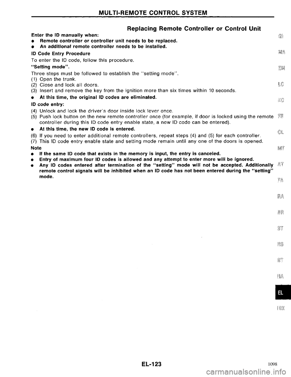 NISSAN PRIMERA 1996  Service Repair Manual 1098 