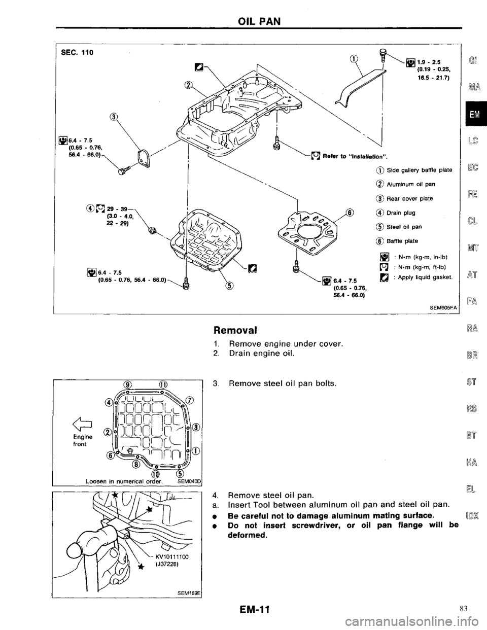 NISSAN PRIMERA 1996 Service Repair Manual 83 NISSAN PRIMERA 1996 Service Repair Manual 83