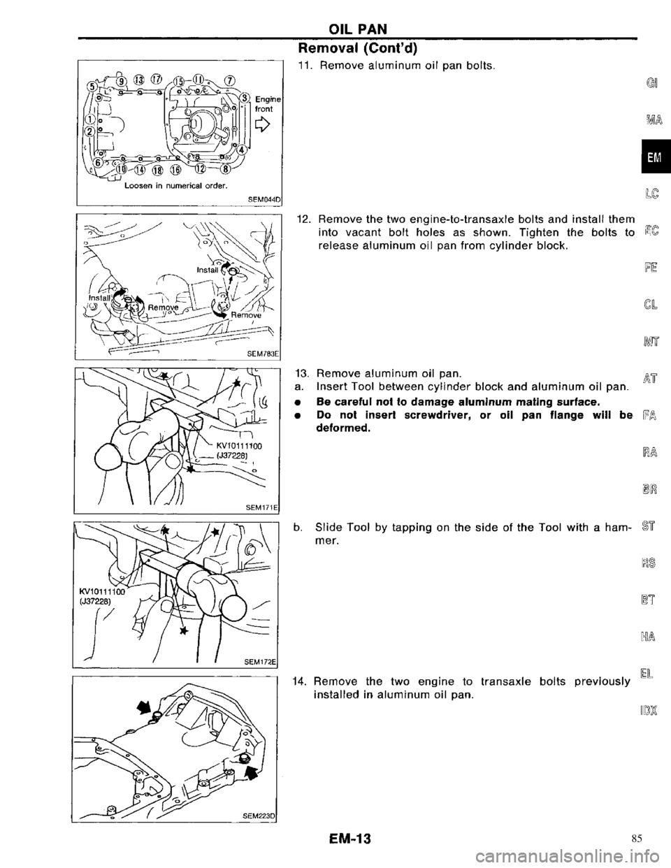 NISSAN PRIMERA 1996 Service Repair Manual 85 NISSAN PRIMERA 1996 Service Repair Manual 85