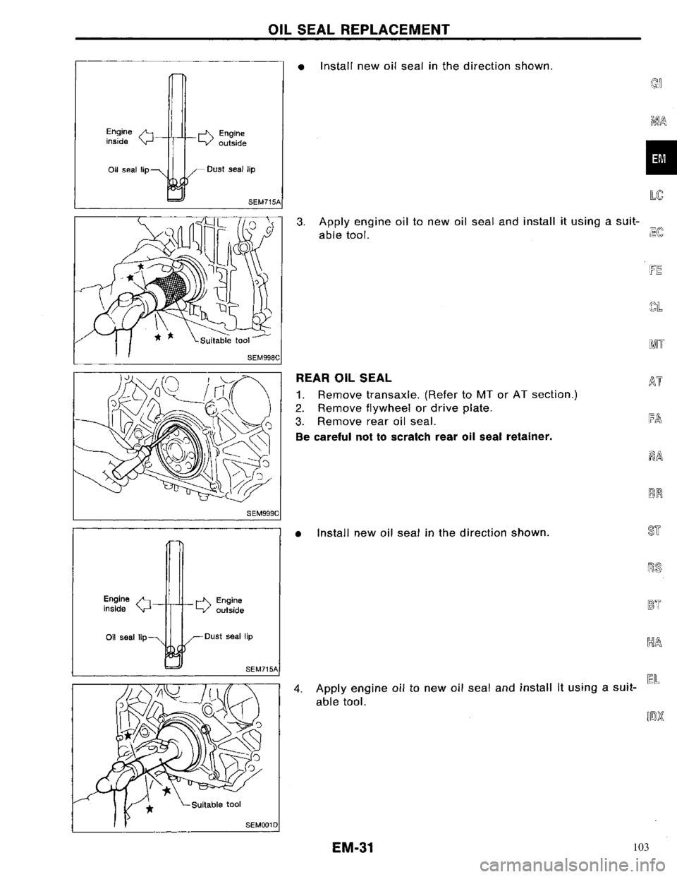 NISSAN PRIMERA 1996 Service Repair Manual 103 NISSAN PRIMERA 1996 Service Repair Manual 103
