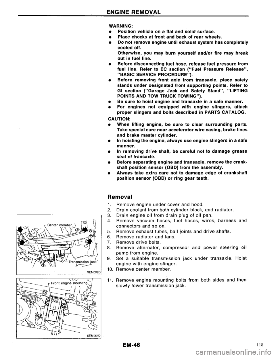 NISSAN PRIMERA 1996 Service Repair Manual 118 NISSAN PRIMERA 1996 Service Repair Manual 118