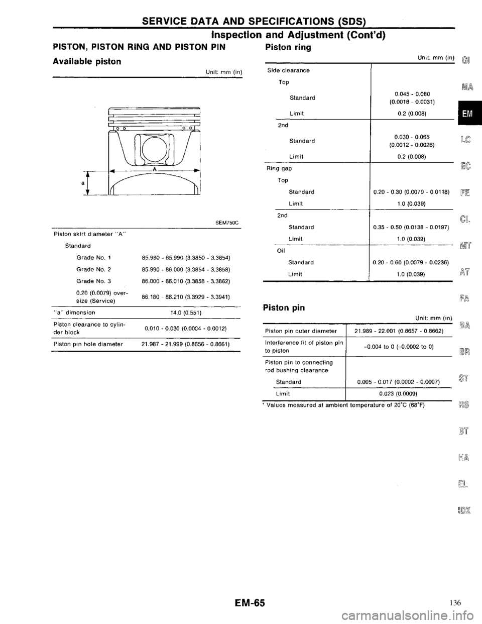 NISSAN PRIMERA 1996  Service Repair Manual 136 