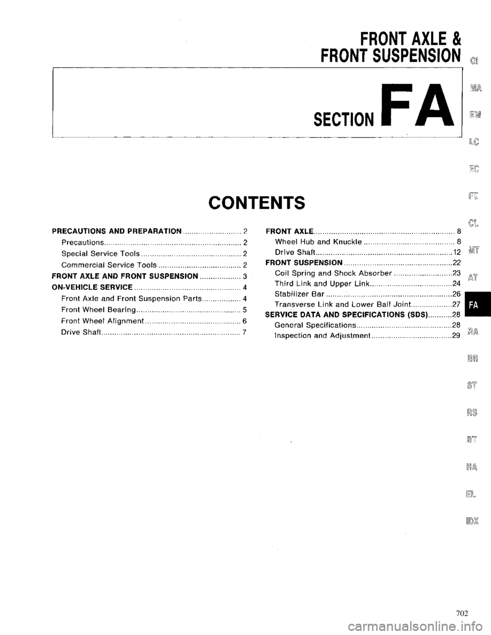 NISSAN PRIMERA 1996  Service Repair Manual 702 
