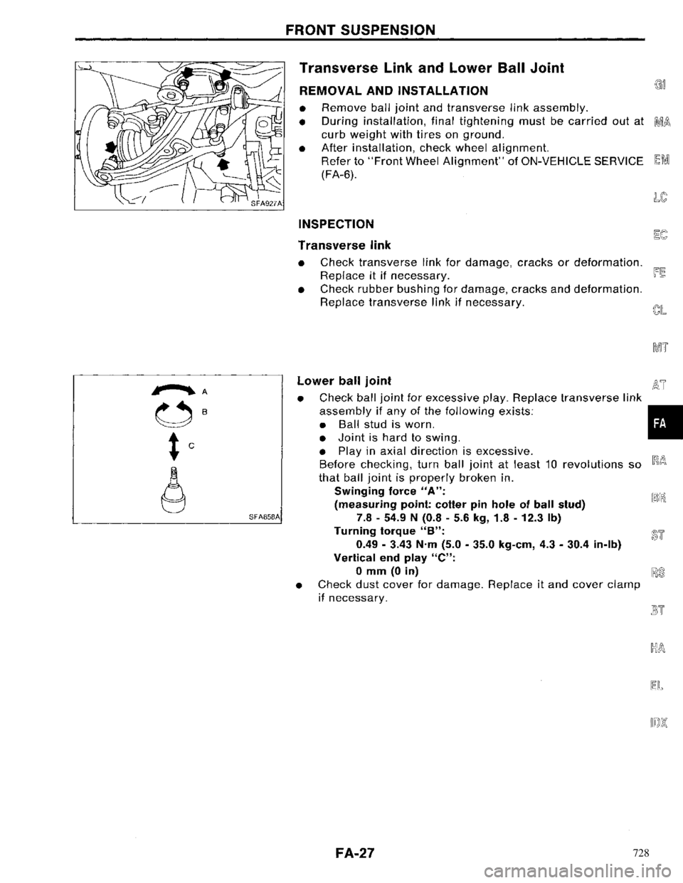 NISSAN PRIMERA 1996  Service Repair Manual 728 