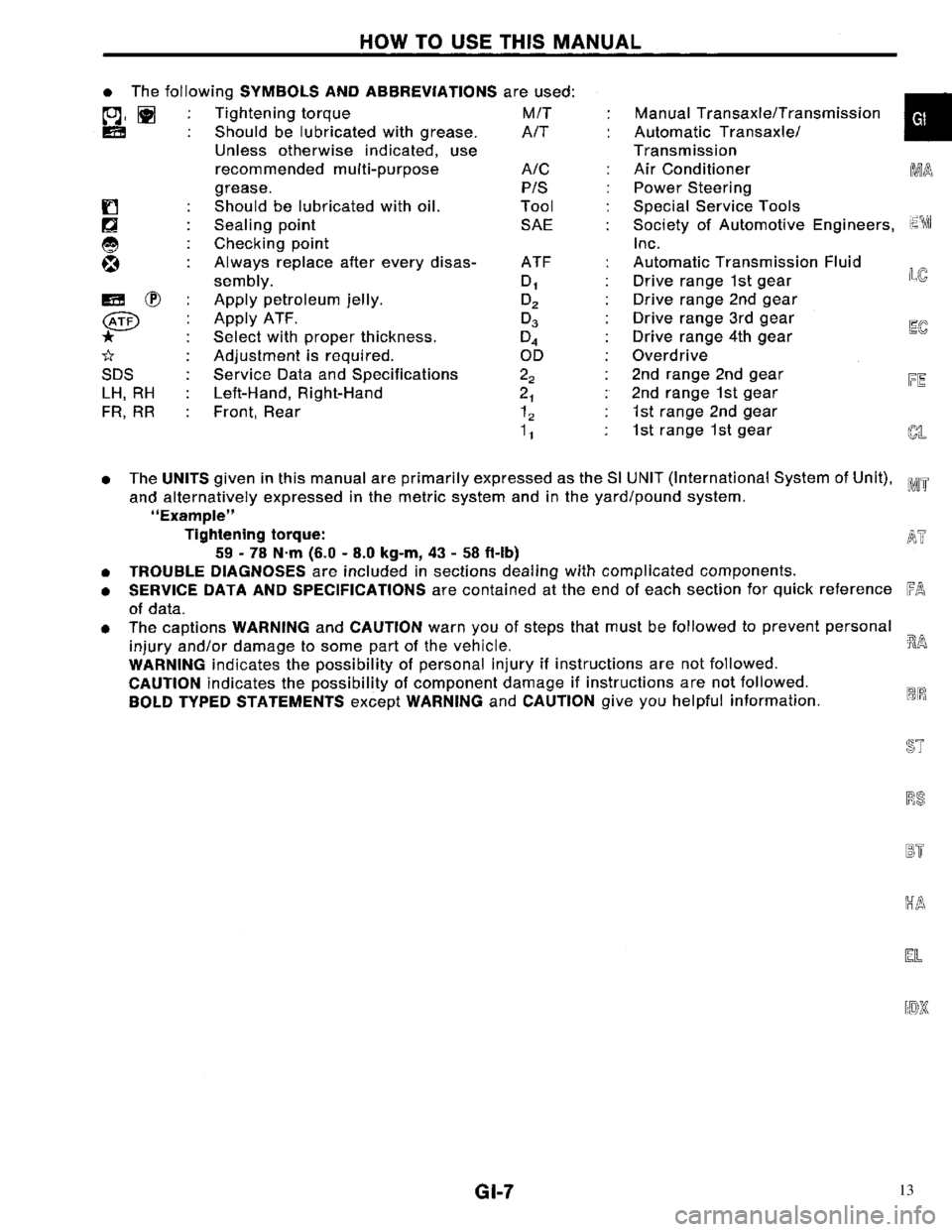 NISSAN PRIMERA 1996  Service Repair Manual 13 