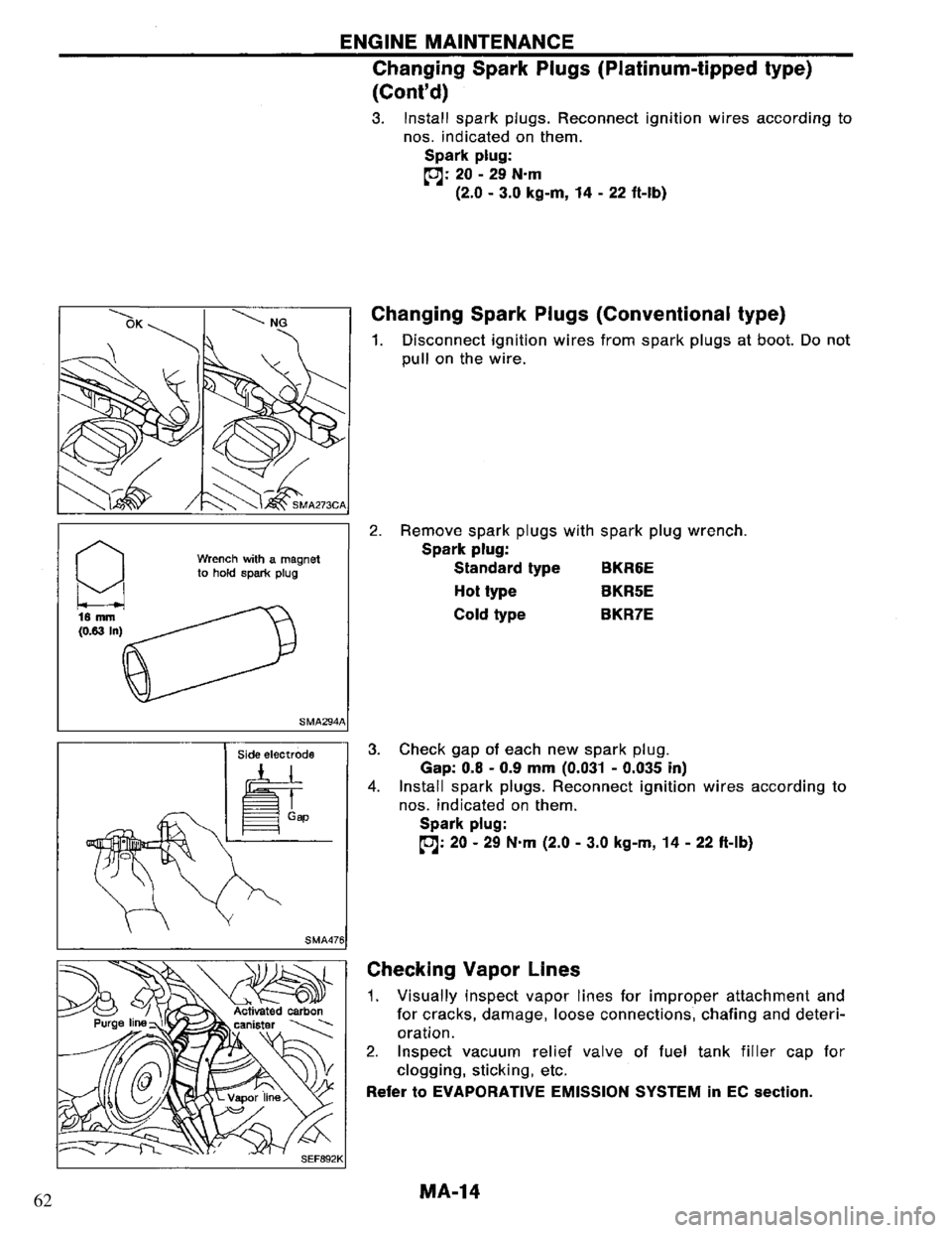 NISSAN PRIMERA 1995 Service Repair Manual 62 NISSAN PRIMERA 1995 Service Repair Manual 62