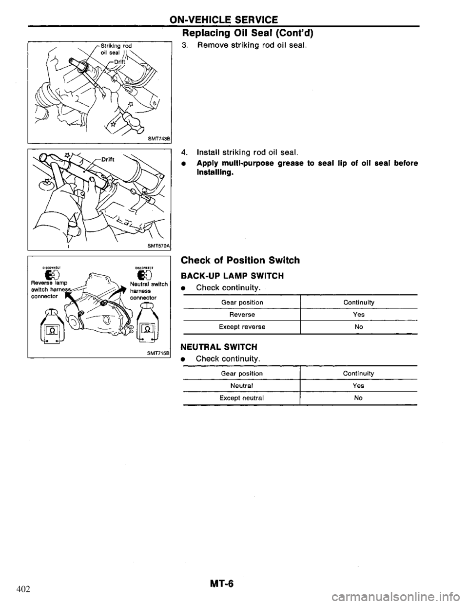 NISSAN PRIMERA 1995 Service Repair Manual 402 NISSAN PRIMERA 1995 Service Repair Manual 402