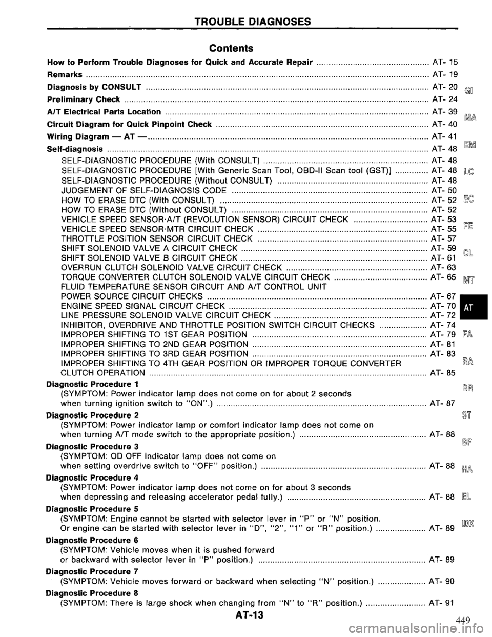 NISSAN PRIMERA 1995  Service User Guide 449 