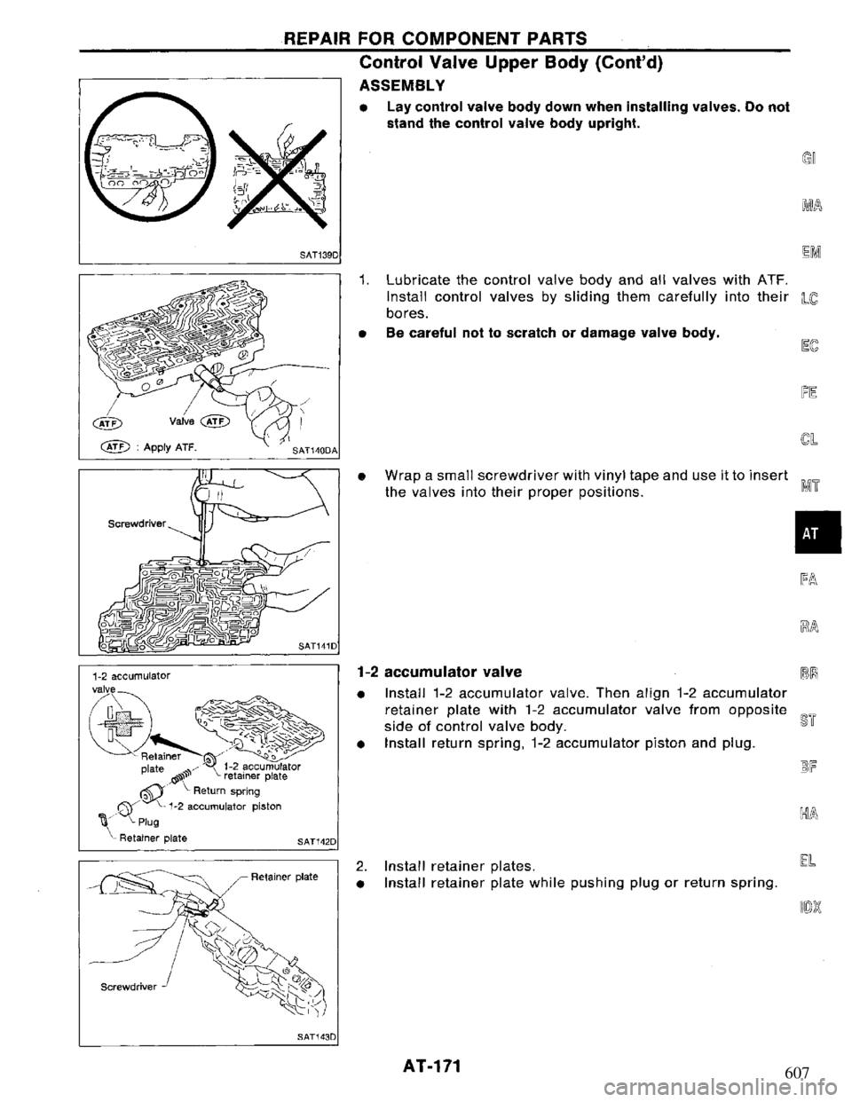 NISSAN PRIMERA 1995 Service Repair Manual 607 NISSAN PRIMERA 1995 Service Repair Manual 607