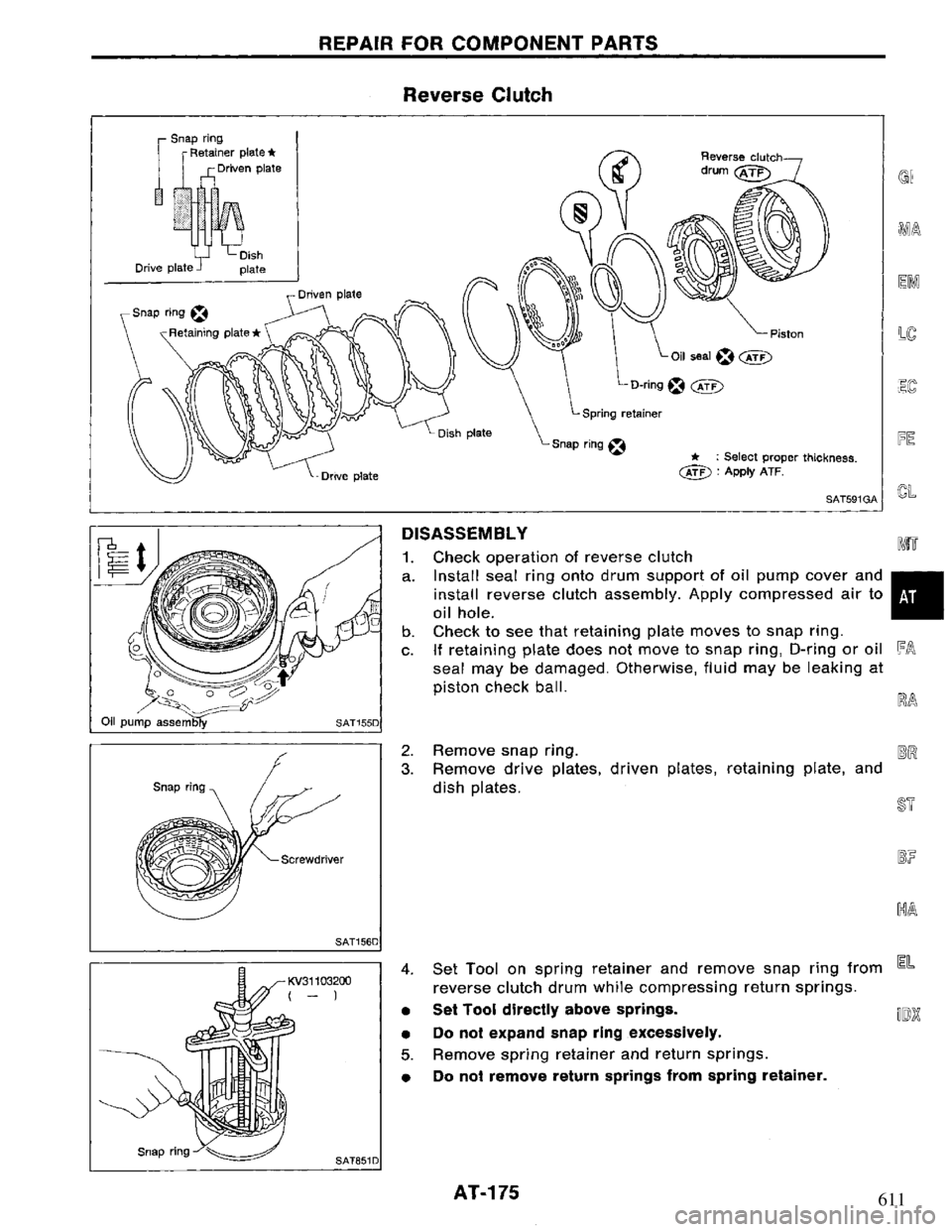 NISSAN PRIMERA 1995 Service Repair Manual 611 NISSAN PRIMERA 1995 Service Repair Manual 611