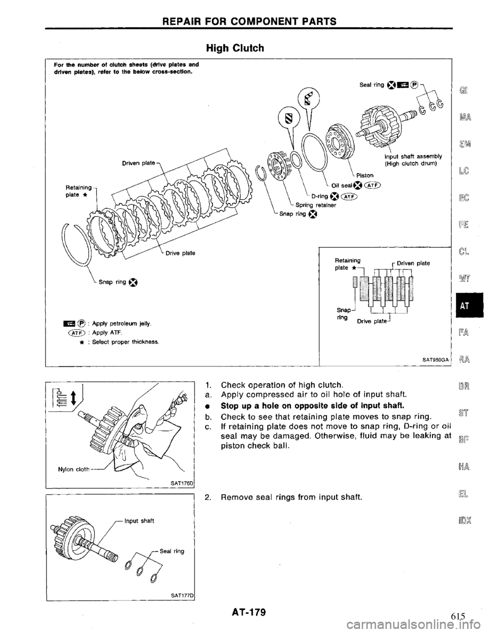 NISSAN PRIMERA 1995 Service Repair Manual 615 NISSAN PRIMERA 1995 Service Repair Manual 615