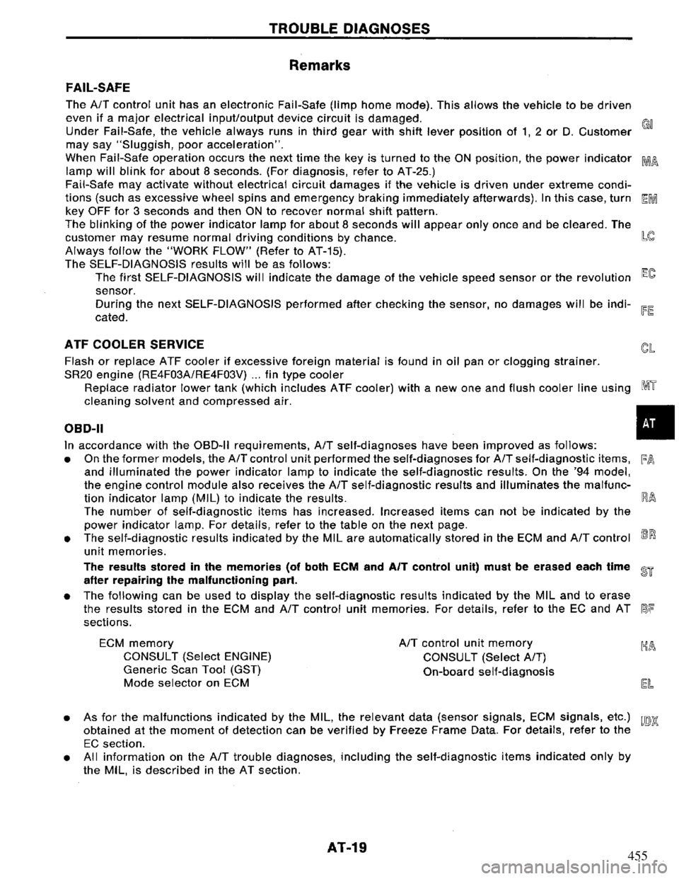 NISSAN PRIMERA 1995  Service Owners Manual 455 