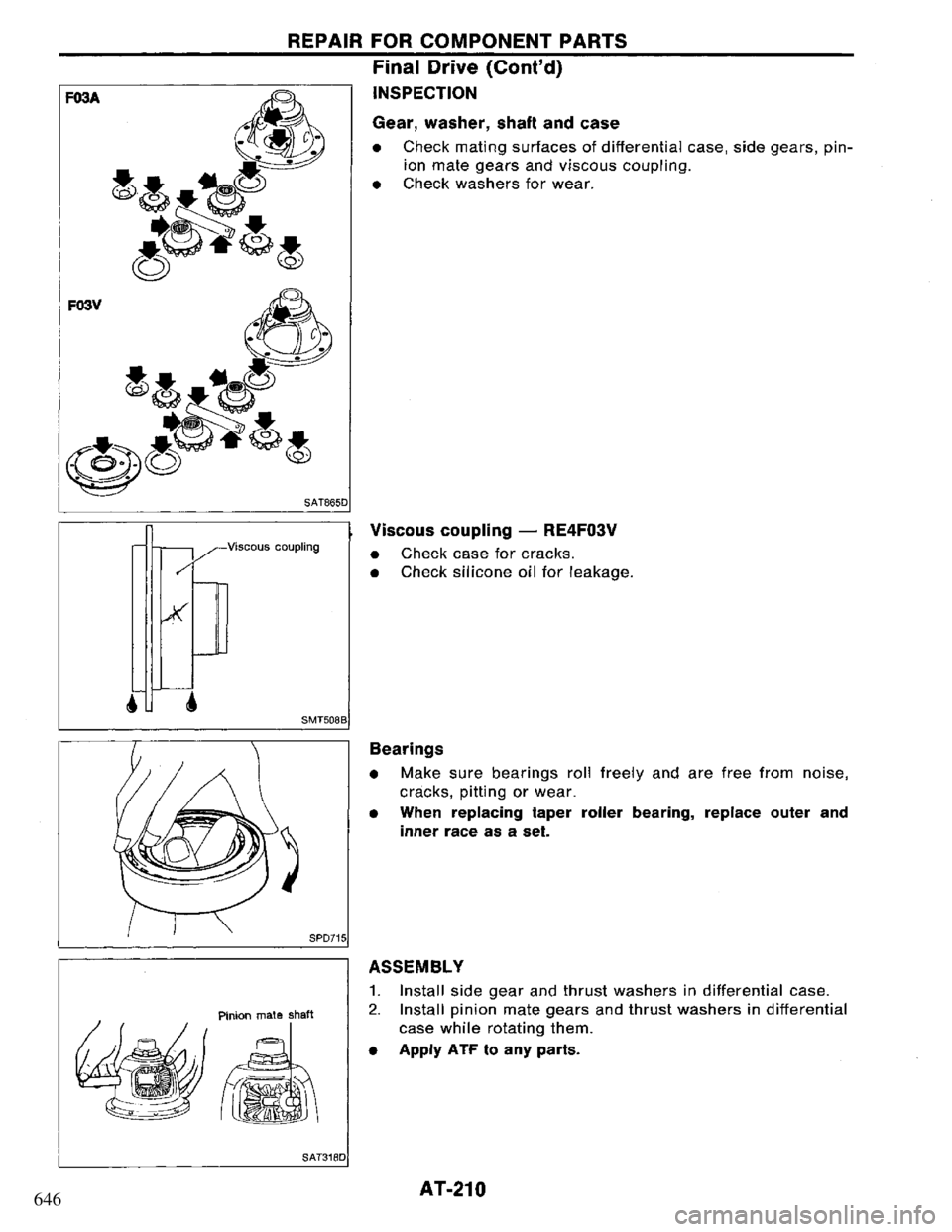 NISSAN PRIMERA 1995 Service Repair Manual 646 NISSAN PRIMERA 1995 Service Repair Manual 646