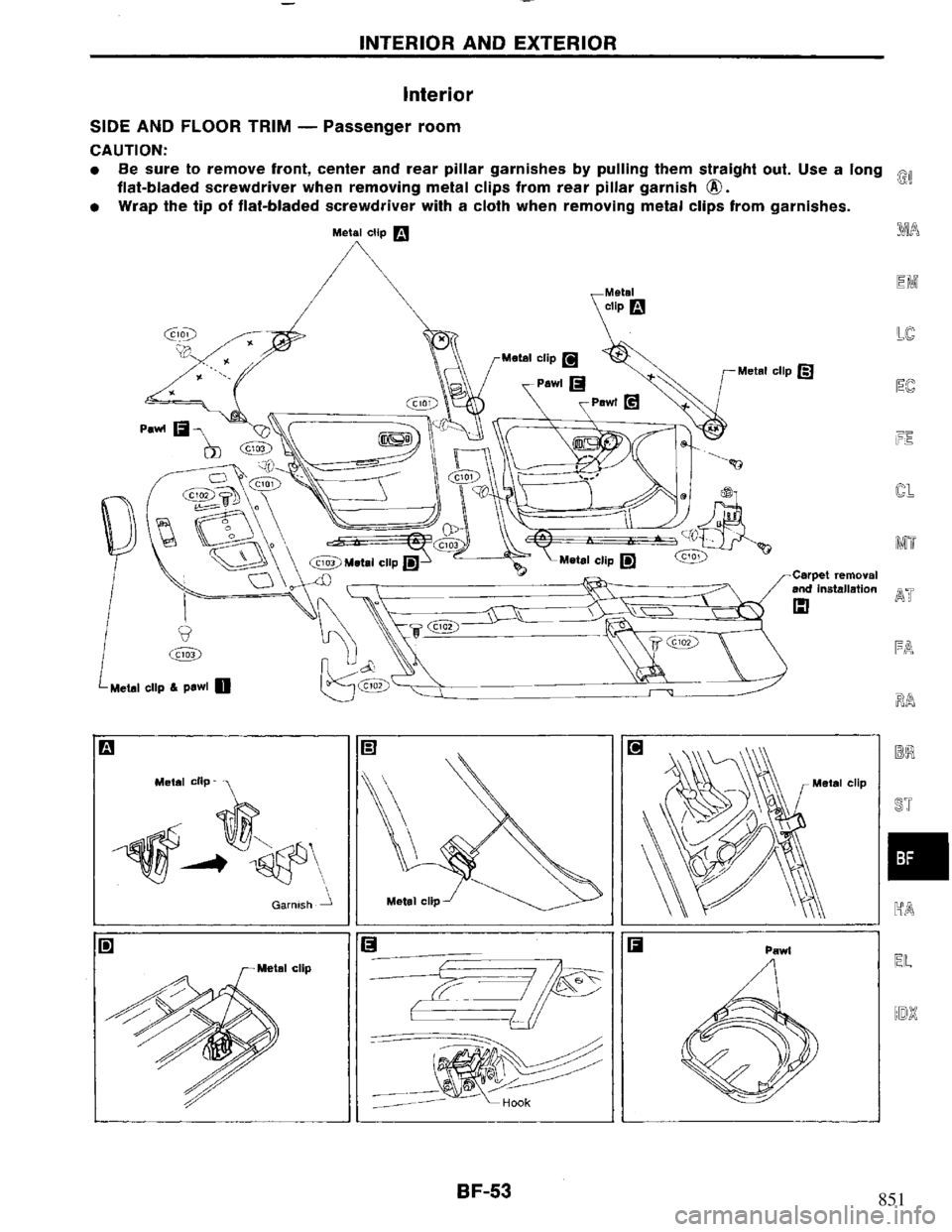NISSAN PRIMERA 1995 Service Repair Manual 851 NISSAN PRIMERA 1995 Service Repair Manual 851