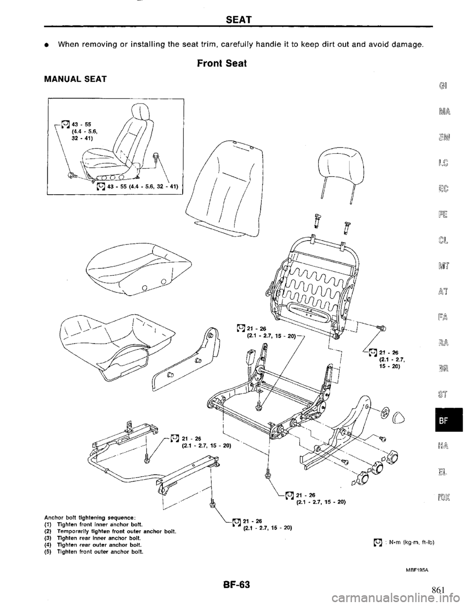 NISSAN PRIMERA 1995  Service Repair Manual 861 