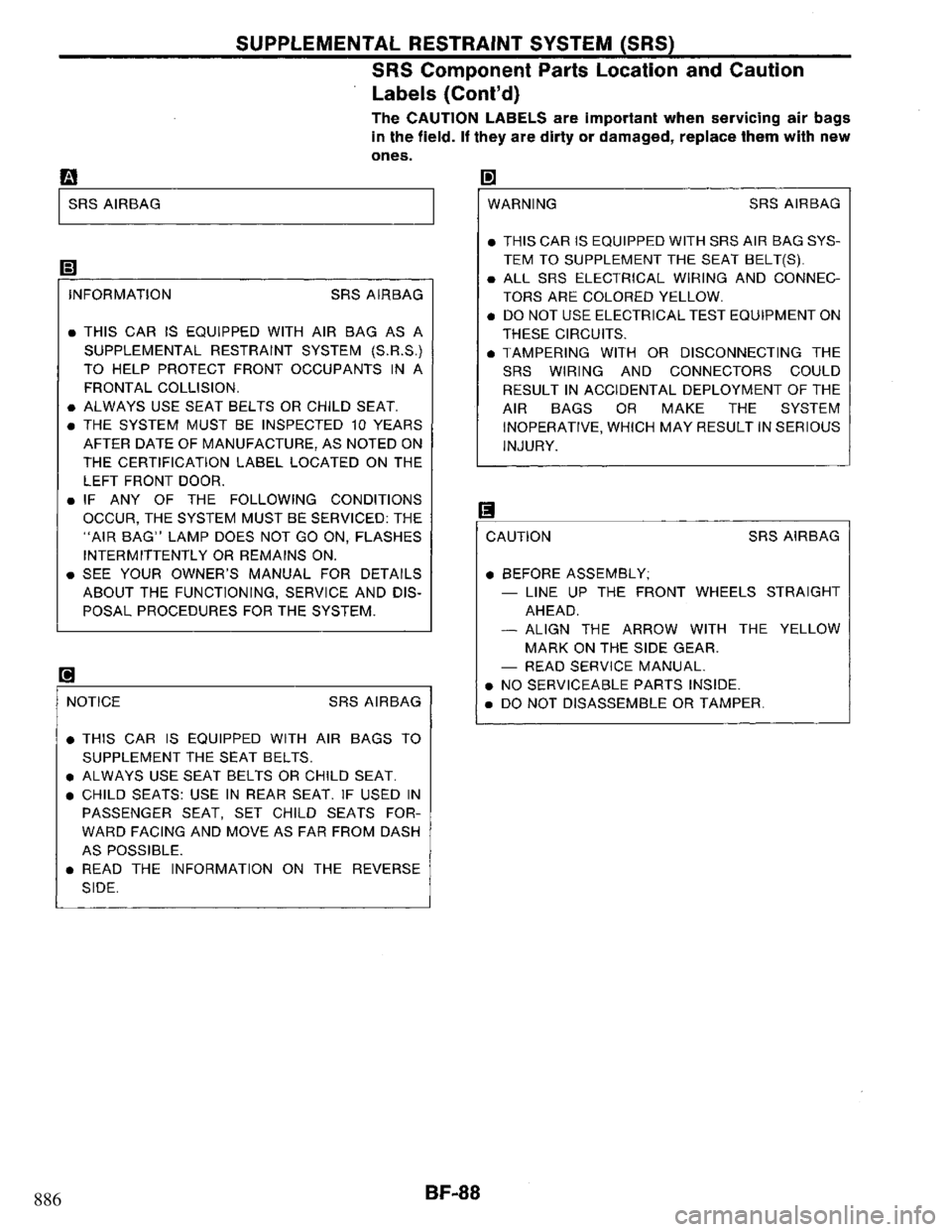 NISSAN PRIMERA 1995 Service Repair Manual 886 NISSAN PRIMERA 1995 Service Repair Manual 886