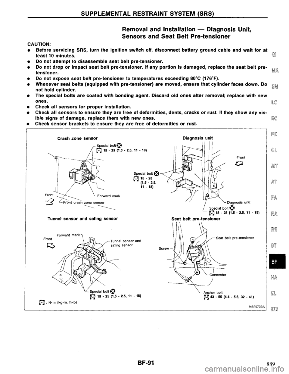 NISSAN PRIMERA 1995 Service Repair Manual 889 NISSAN PRIMERA 1995 Service Repair Manual 889