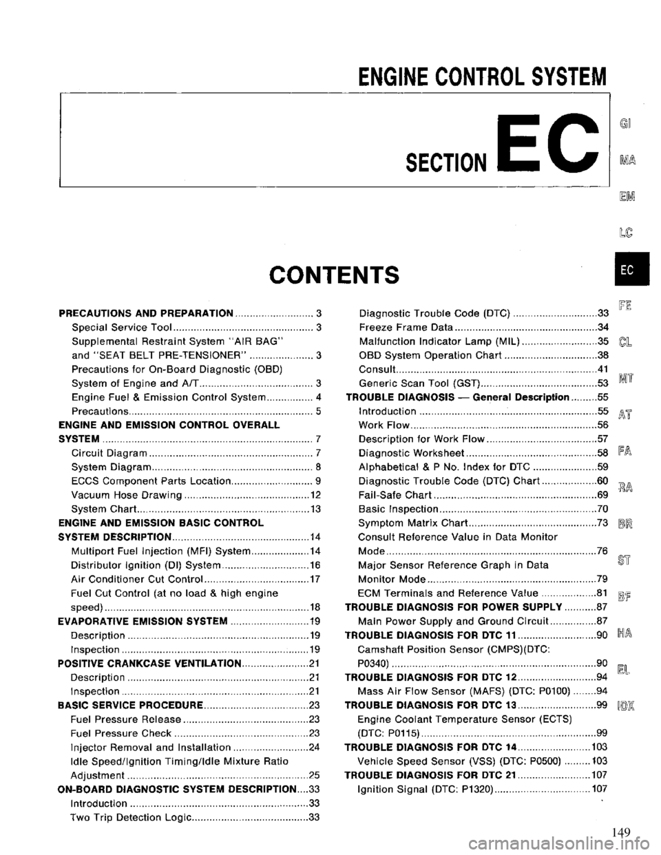 NISSAN PRIMERA 1995 Service Repair Manual 149 NISSAN PRIMERA 1995 Service Repair Manual 149