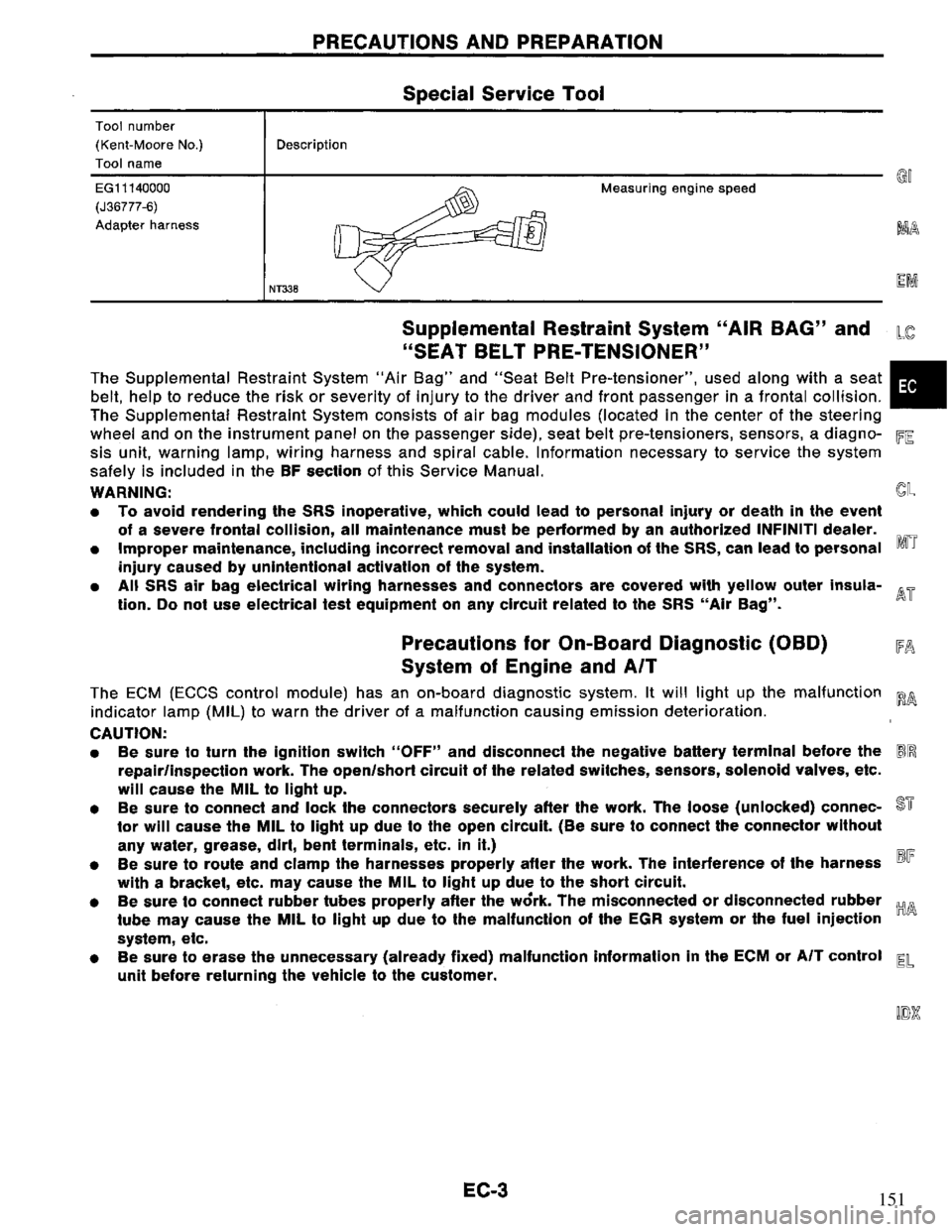 NISSAN PRIMERA 1995 Service Repair Manual 151 NISSAN PRIMERA 1995 Service Repair Manual 151