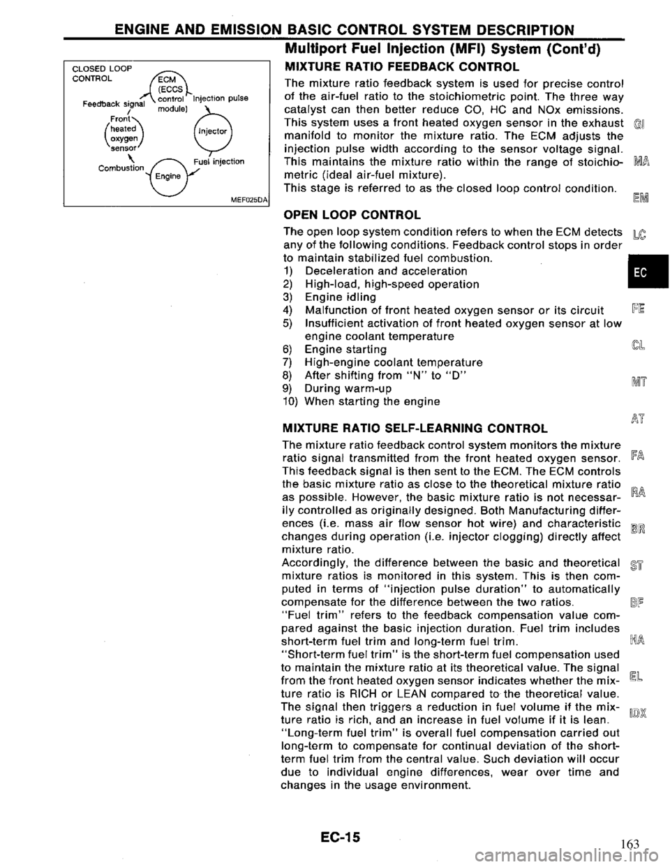 NISSAN PRIMERA 1995 Service Repair Manual 163 NISSAN PRIMERA 1995 Service Repair Manual 163