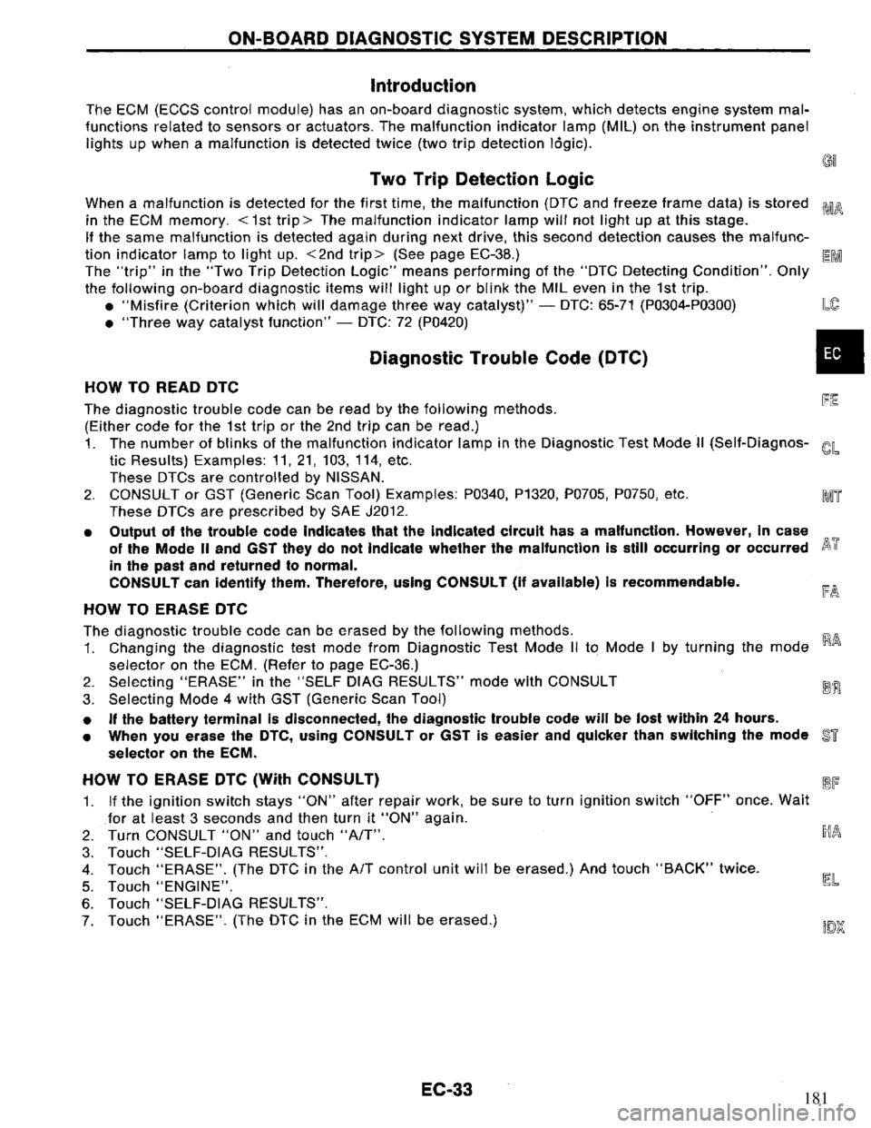 NISSAN PRIMERA 1995 Service Repair Manual 181 NISSAN PRIMERA 1995 Service Repair Manual 181