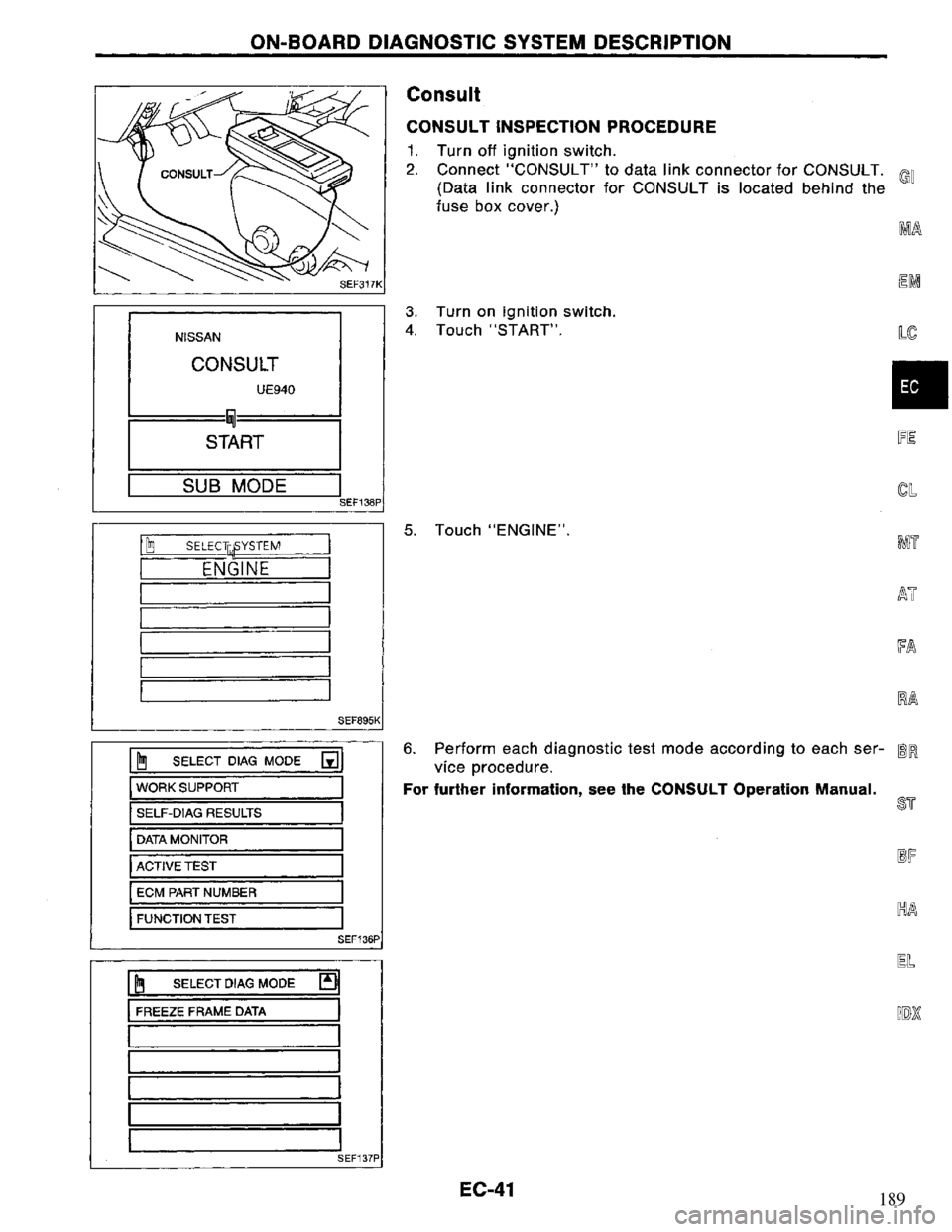 NISSAN PRIMERA 1995 Service Repair Manual 189 NISSAN PRIMERA 1995 Service Repair Manual 189