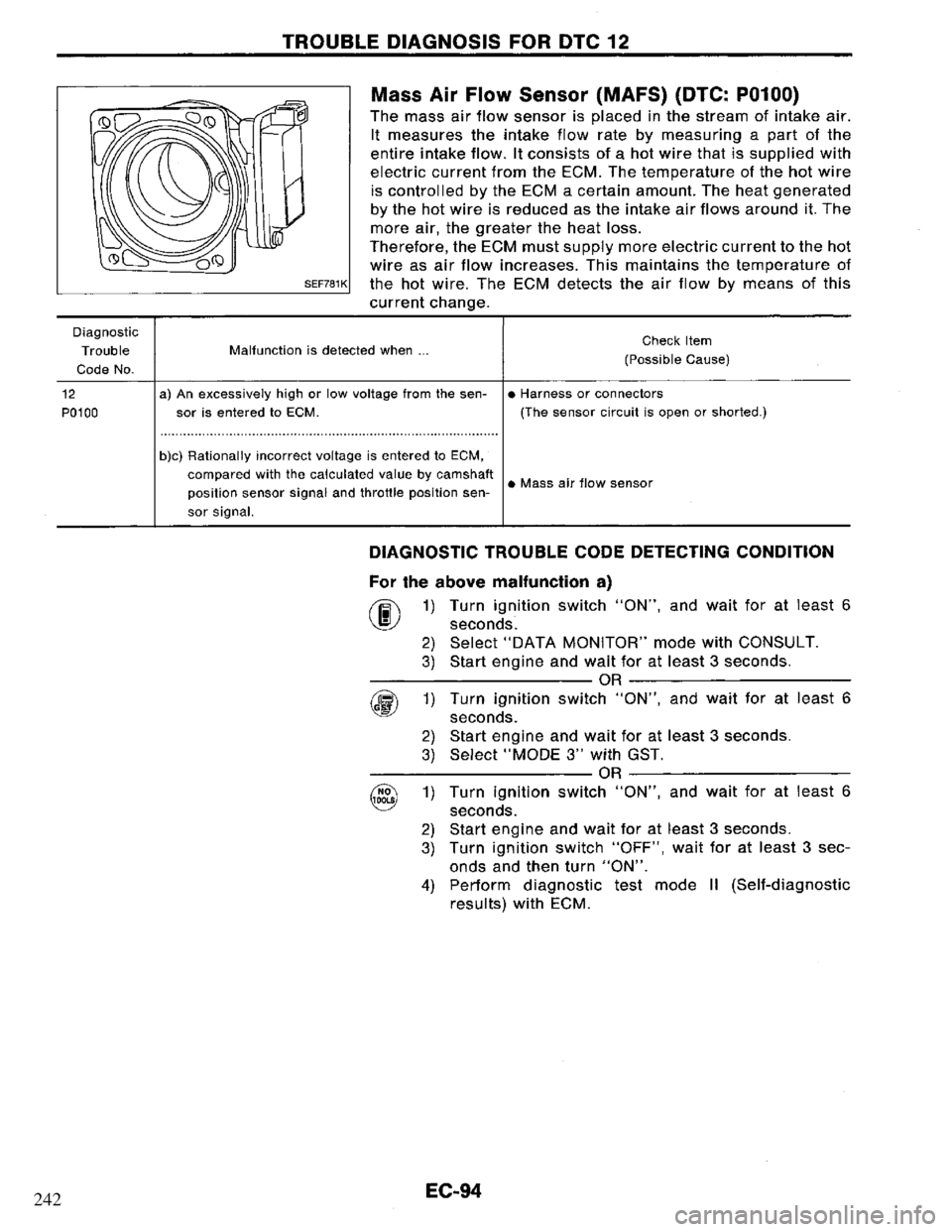 NISSAN PRIMERA 1995 Service Repair Manual 242 NISSAN PRIMERA 1995 Service Repair Manual 242