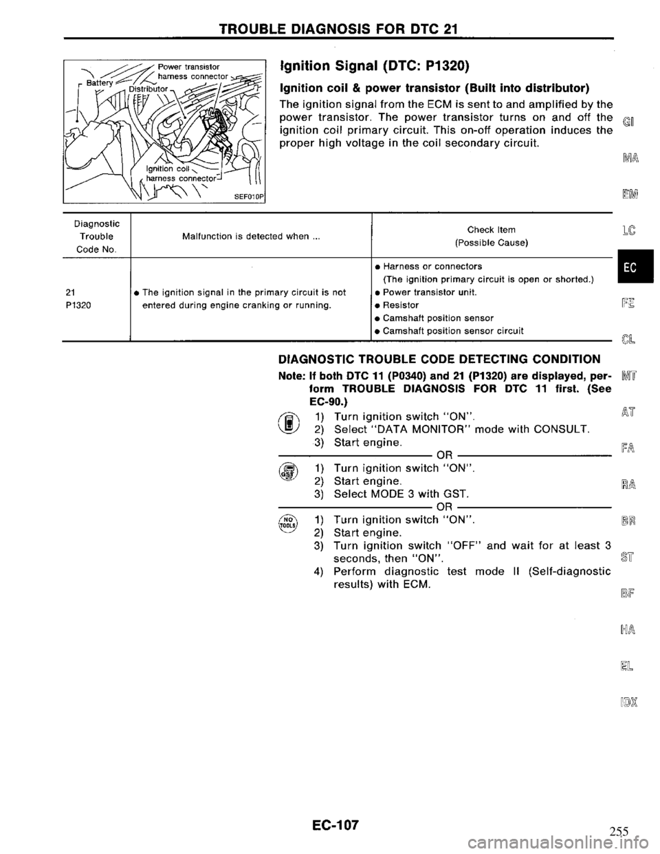 NISSAN PRIMERA 1995 Service Repair Manual 255 NISSAN PRIMERA 1995 Service Repair Manual 255