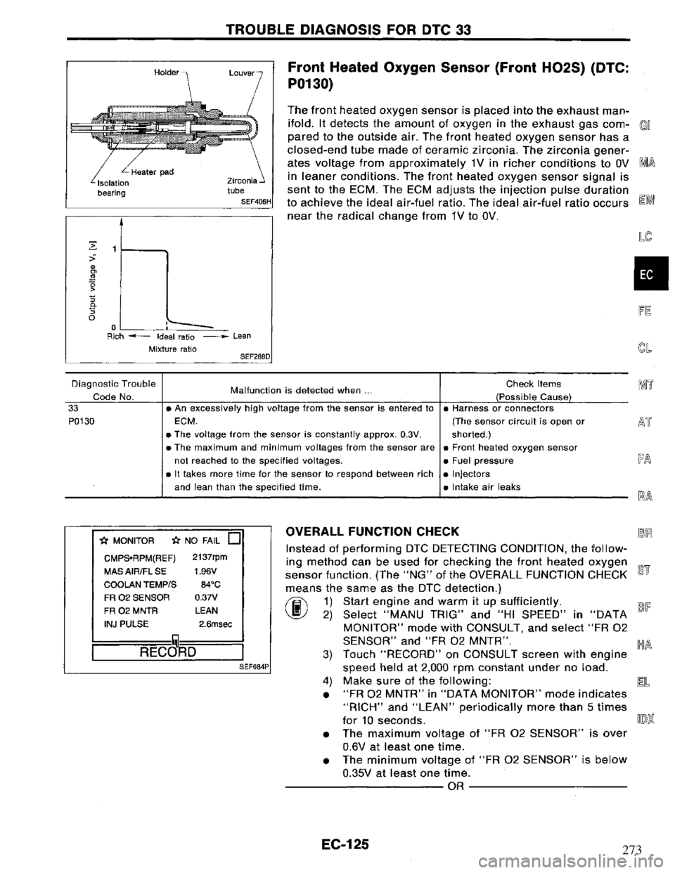 NISSAN PRIMERA 1995  Service Repair Manual 273 