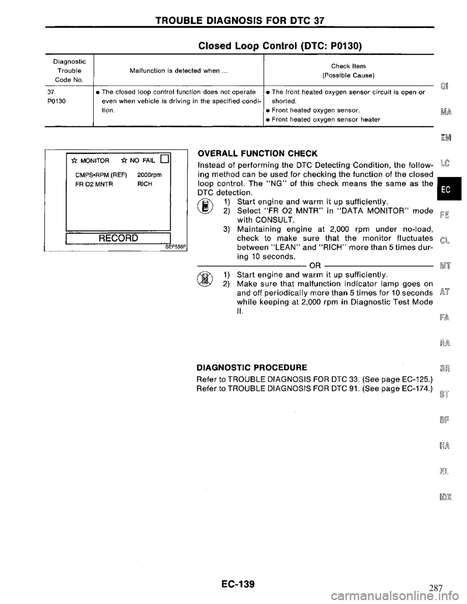 NISSAN PRIMERA 1995  Service Repair Manual 287 