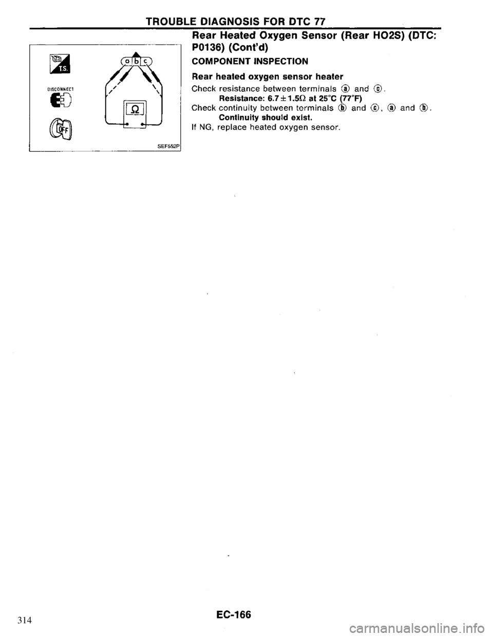 NISSAN PRIMERA 1995 Service Repair Manual 314 NISSAN PRIMERA 1995 Service Repair Manual 314