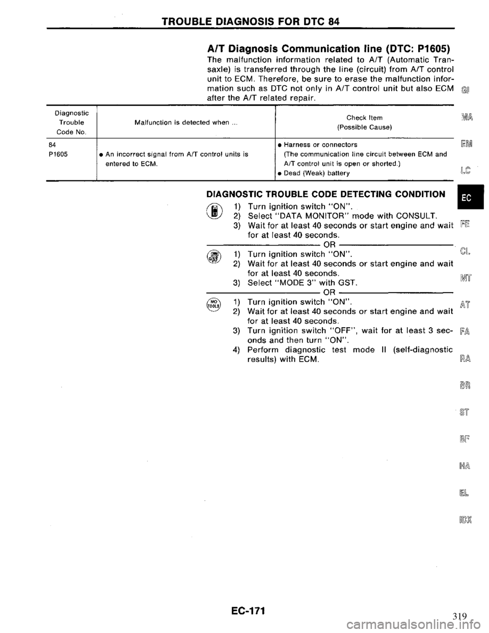 NISSAN PRIMERA 1995 Service Repair Manual 319 NISSAN PRIMERA 1995 Service Repair Manual 319