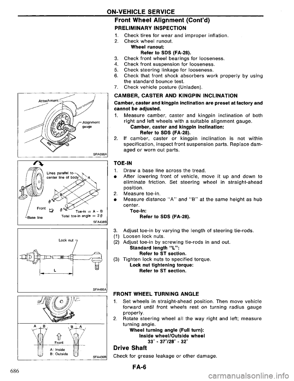NISSAN PRIMERA 1995 Service Repair Manual 686 NISSAN PRIMERA 1995 Service Repair Manual 686