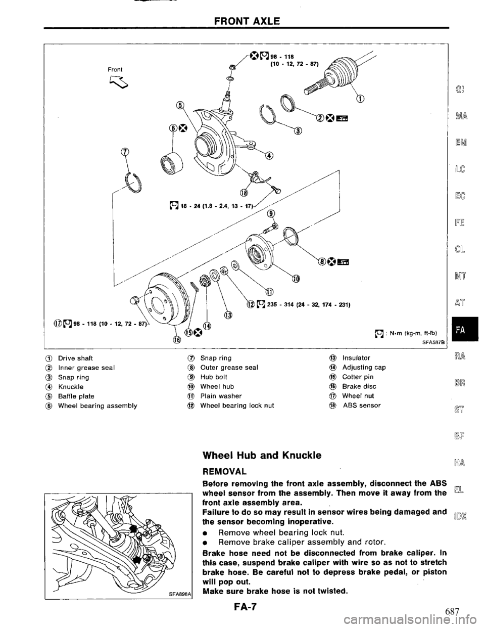 NISSAN PRIMERA 1995 Service Repair Manual 687 NISSAN PRIMERA 1995 Service Repair Manual 687